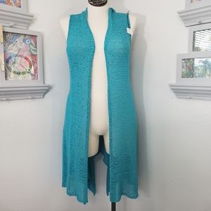 Natto Turquoise Long Mesh Beach Coastal Resortwear Coverup OS NEW